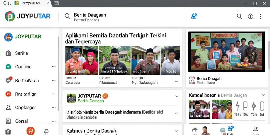 Tampilan utama JOYPUTAR dengan akses berita daerah yang mudah.