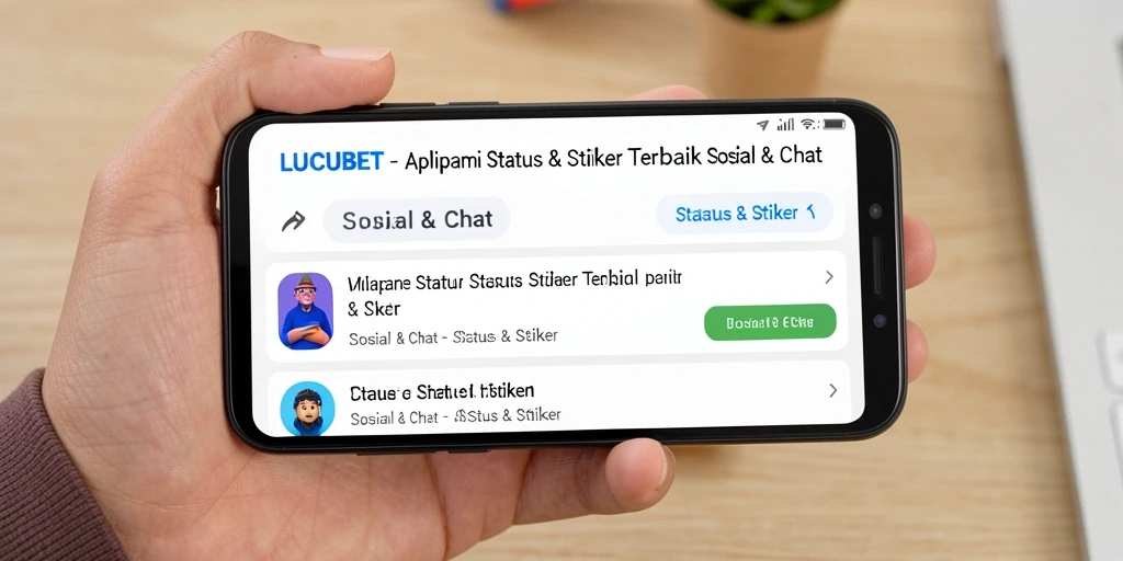 Tampilan antarmuka LUCUBET dengan stiker menarik dan status kreatif.