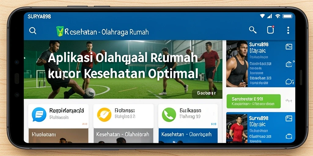 Antarmuka aplikasi SURYA898 untuk olahraga di rumah yang menarik.