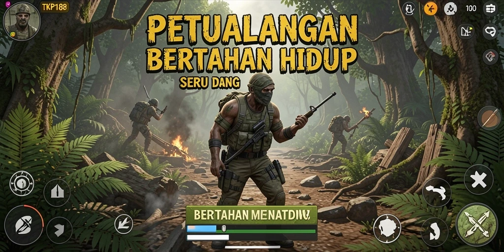 Screenshot TKP188 menunjukkan karakter pemain dalam misi bertahan hidup.